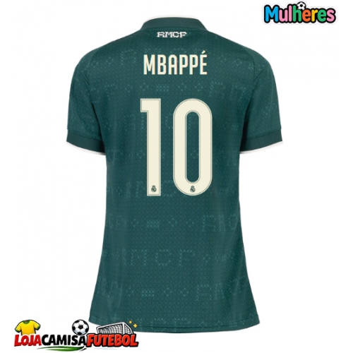 Camisa de Futebol Real Madrid Kylian Mbappe #10 Equipamento Secundário Mulheres 2026-27 Manga Curta